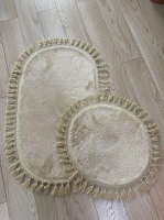 Набор ковриков "Rabbit" 60*100 и 40*60см с кисточками, овальные,цвет бежевый