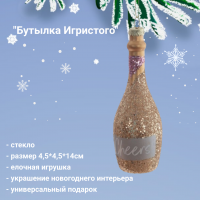 809788 Елочная игрушка 4,5*4,5*14см, декор "Бутылка Игристого"