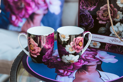 CAR2-840-7000 Кружка 0.38л, набор 2 штуки, Carmani, декор "Розы" в подарочной упаковке