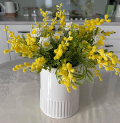 90893 Искусственный цветок 30см, AltFlowers, декор "Нарциссы", силикон, микс