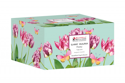 MW496-HV0311 Чайная пара: чашка 0,4л с блюдцем 16см,  Maxwell & Williams, серия "Тюльпаны" в подарочной упаковке.