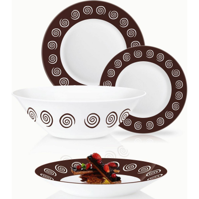 N4867 Столовый сервиз на 6 персон 19 предметов LUMINARC, декор "SIROCCO BROWN ESSENCE"